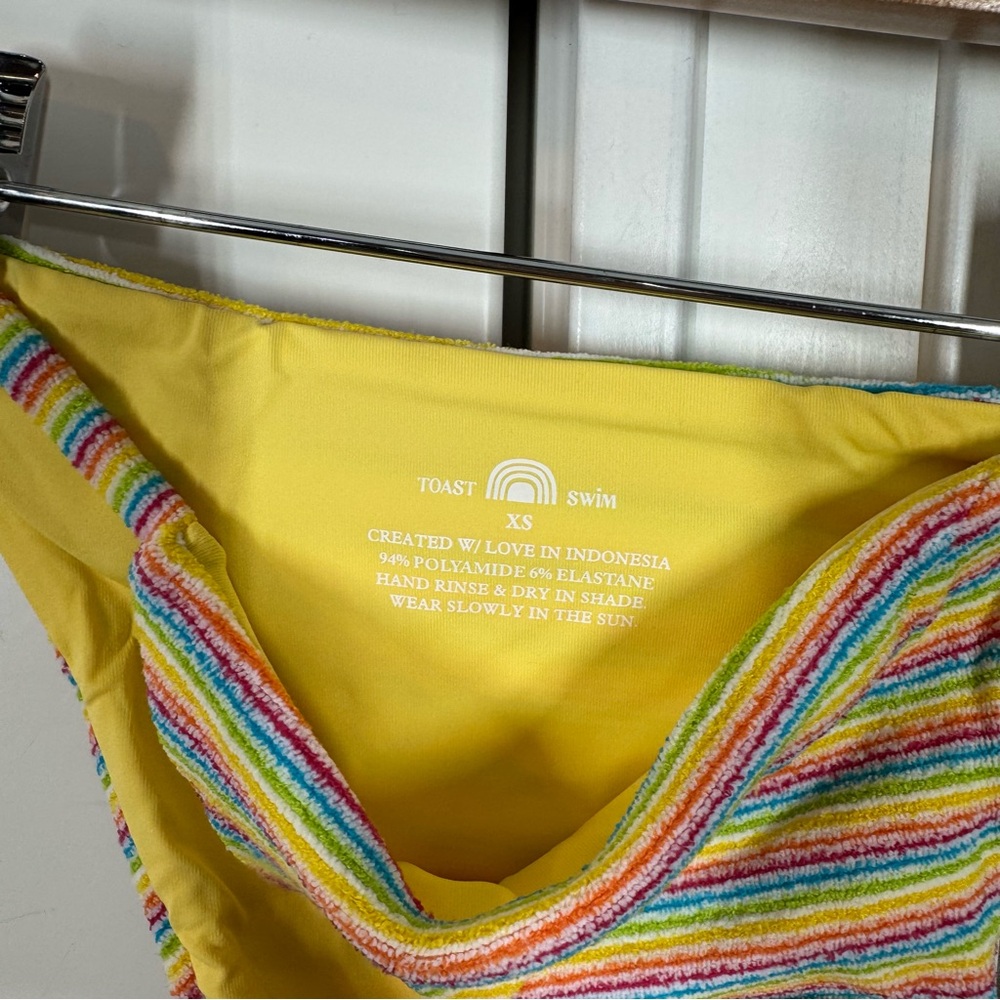 FREE PEOPLE X TOAST Stitch Rainbow Ribbed Bikini Bottom Size XS - Picture 5 of 7